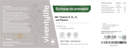 1000mg Schwarzkümmelöl Komplex - 240 Kapseln