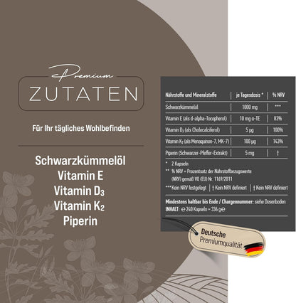 1000mg Schwarzkümmelöl Komplex - 240 Kapseln