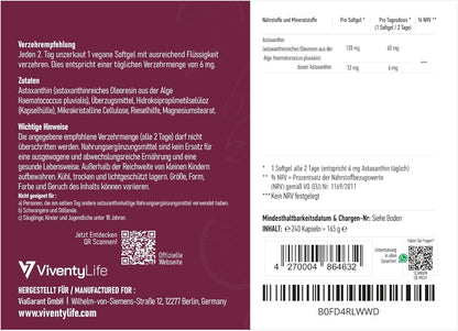 Astaxanthin Hochdosiert 12mg pro Softgel Kapseln - 240 Kapseln