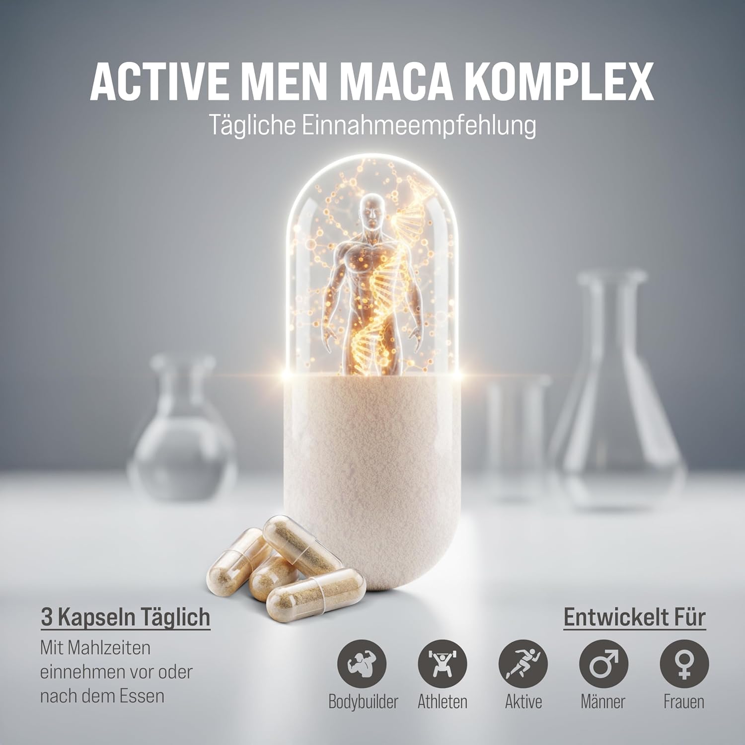 Active Men Maca Komplex für Männer TESTOSTERONSPIEGELS¹ Kapseln