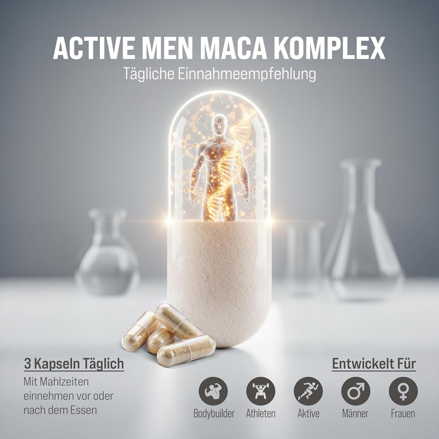 Active Men Maca Komplex für Männer TESTOSTERONSPIEGELS¹ Kapseln