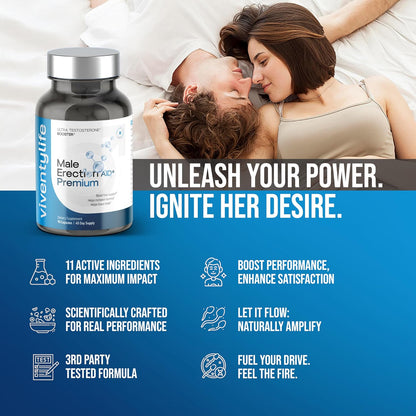 Testosterone Booster Supplement - Semen Volume Booster Supplement for Men, Fertility Supplement, Increase Load Size - 11 Active Ingredients - Horny Goat Weed, Tongkat Ali, L-Arginine - 90 Capsules