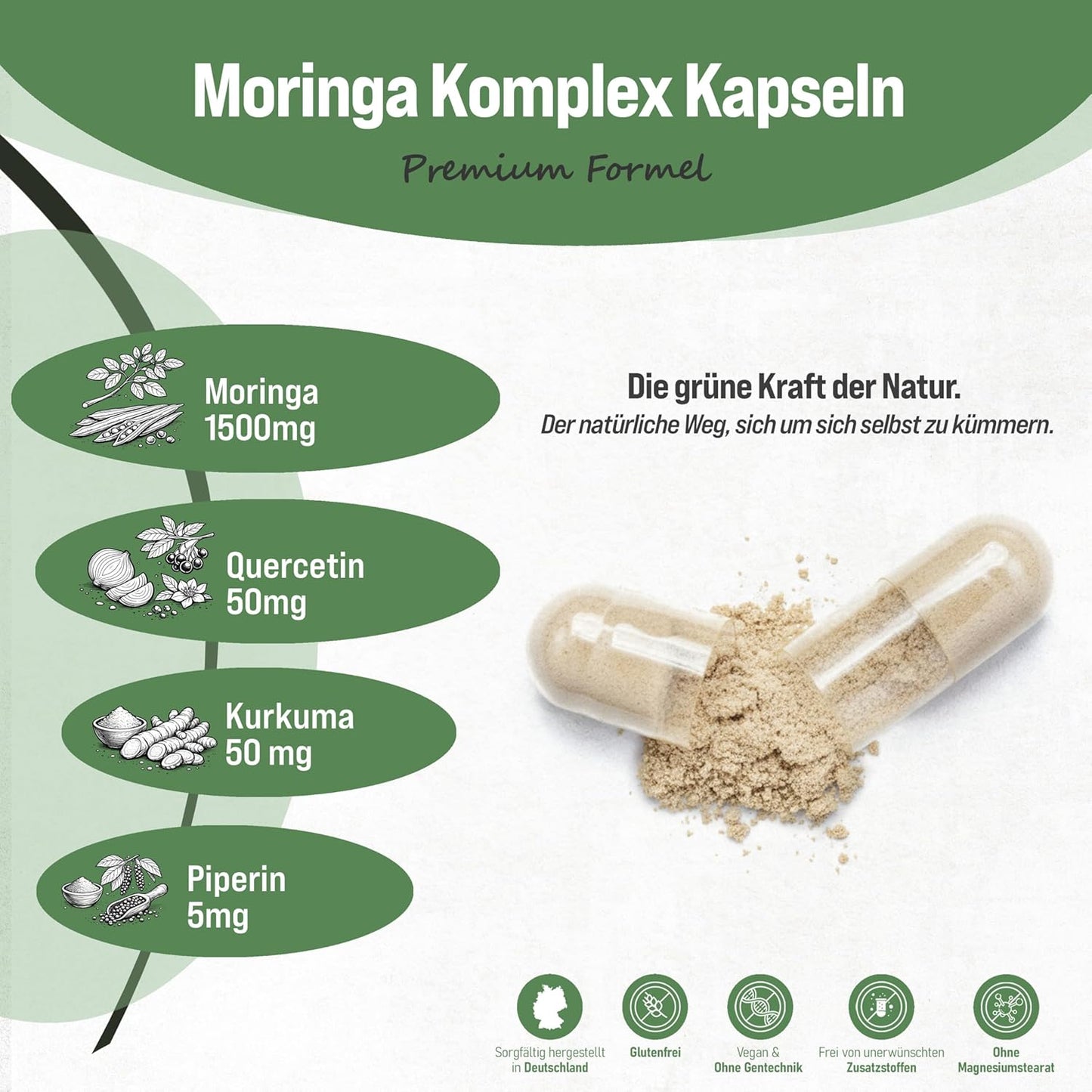 1500mg Moringa Komplex - 180 Vegan Kapseln