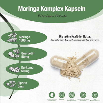 1500mg Moringa Komplex - 180 Vegan Kapseln