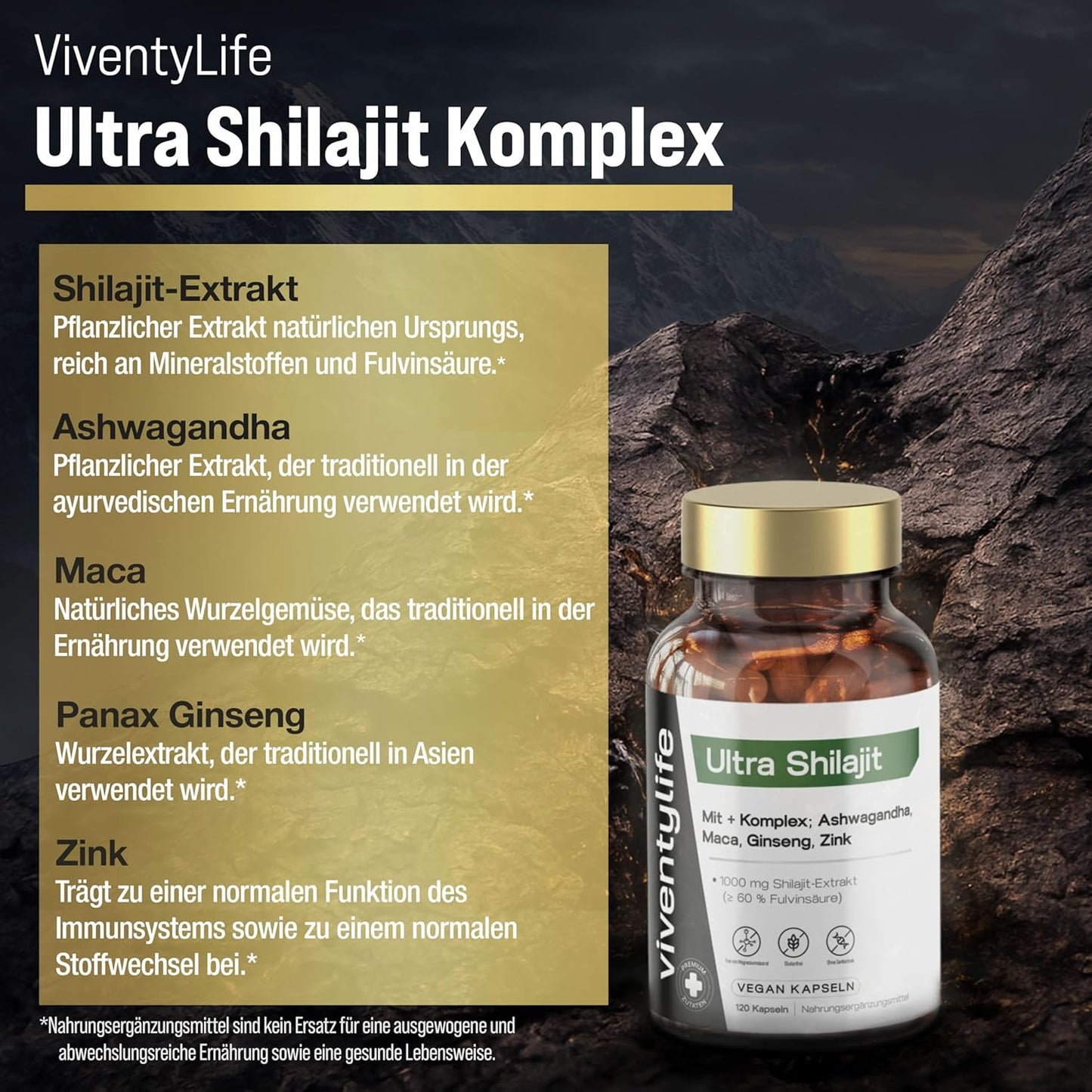 1000mg Shilajt Komplex 120 Vegan Kapseln