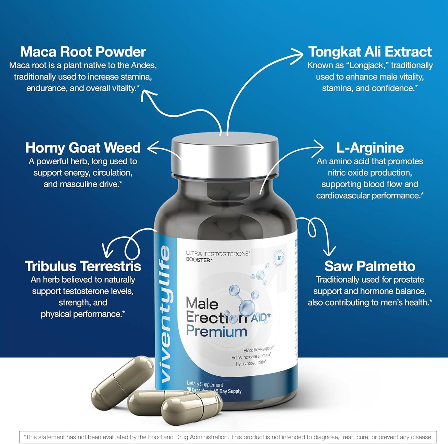 Testosterone Booster Supplement - Semen Volume Booster Supplement for Men, Fertility Supplement, Increase Load Size - 11 Active Ingredients - Horny Goat Weed, Tongkat Ali, L-Arginine - 90 Capsules
