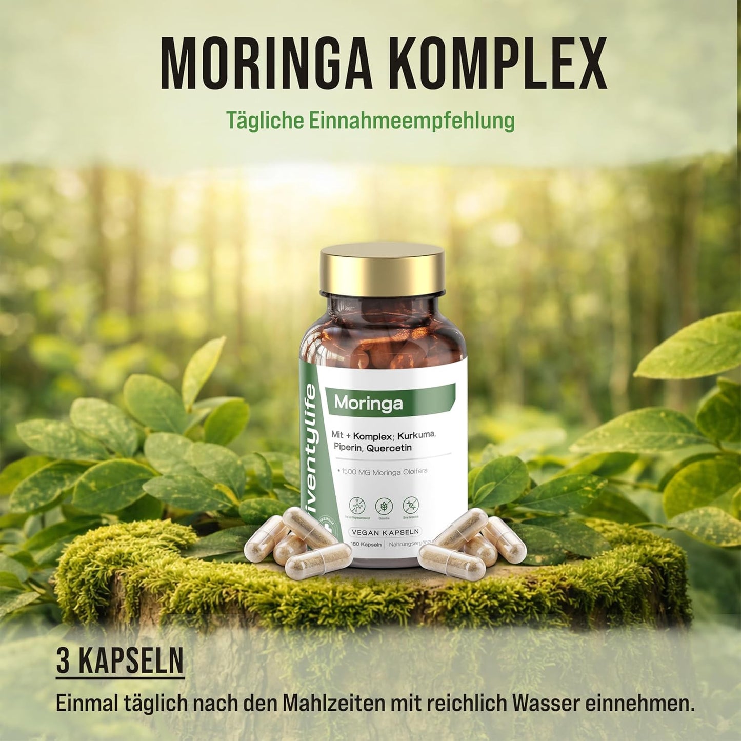 1500mg Moringa Komplex - 180 Vegan Kapseln