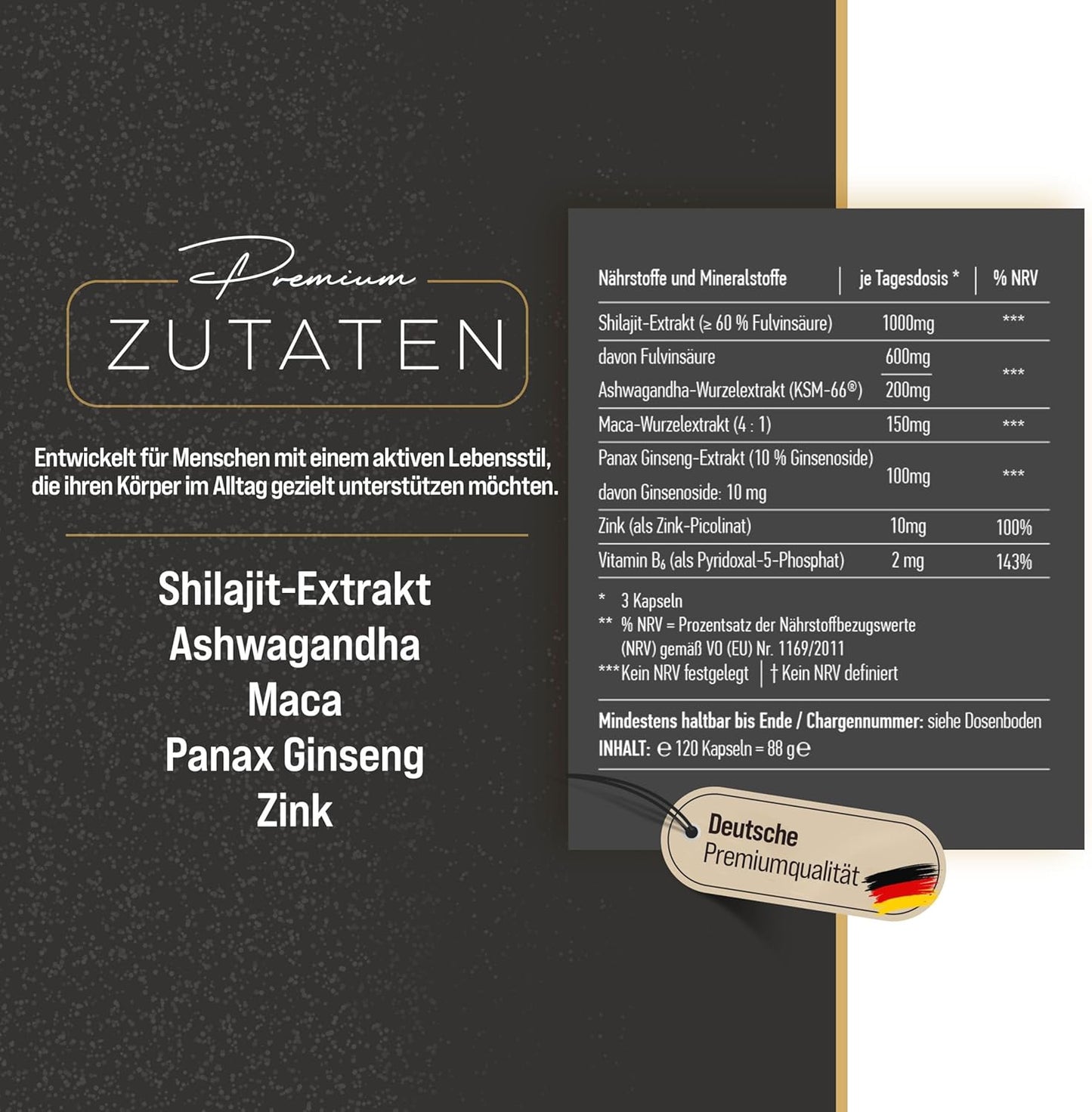 1000mg Shilajt Komplex 120 Vegan Kapseln