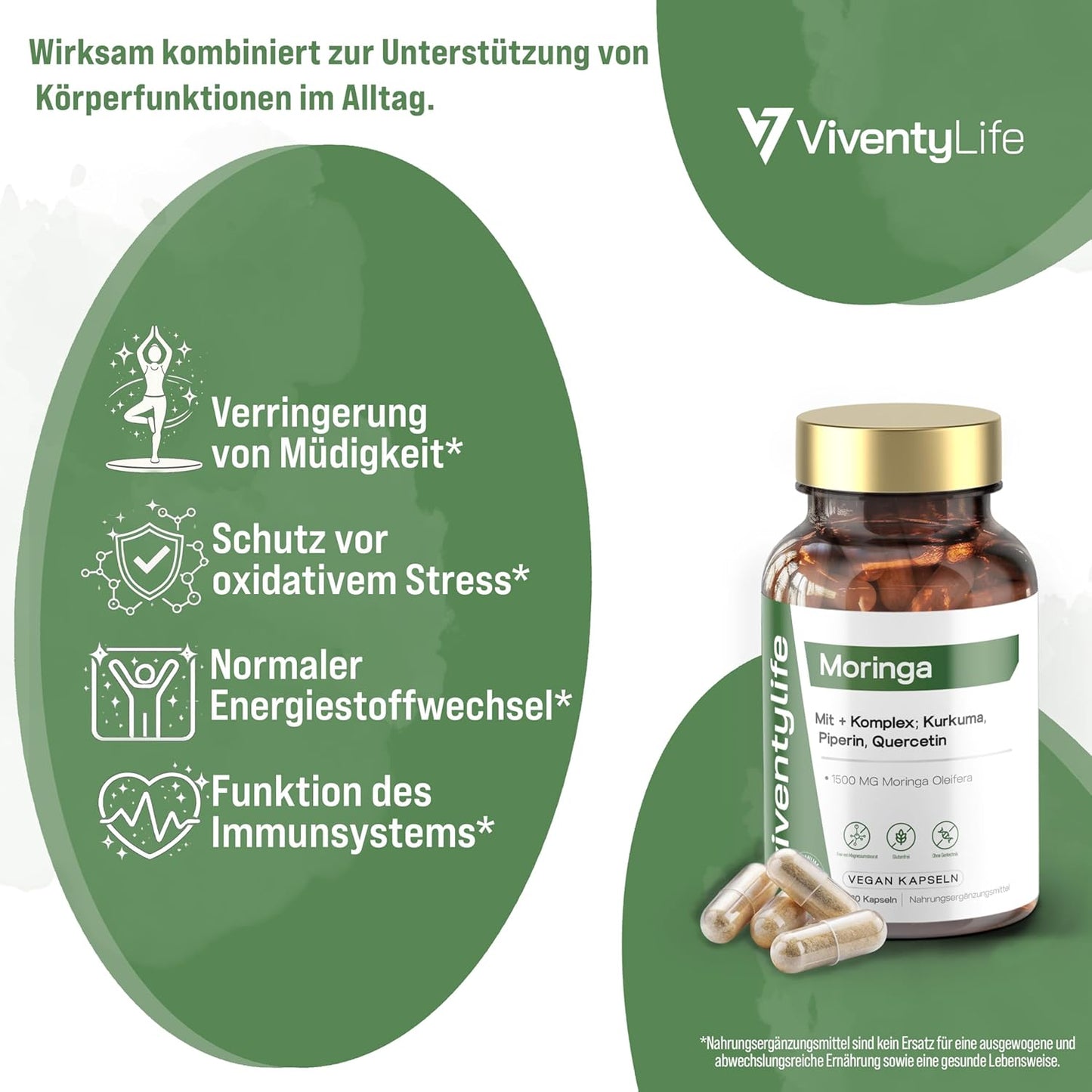 1500mg Moringa Komplex - 180 Vegan Kapseln