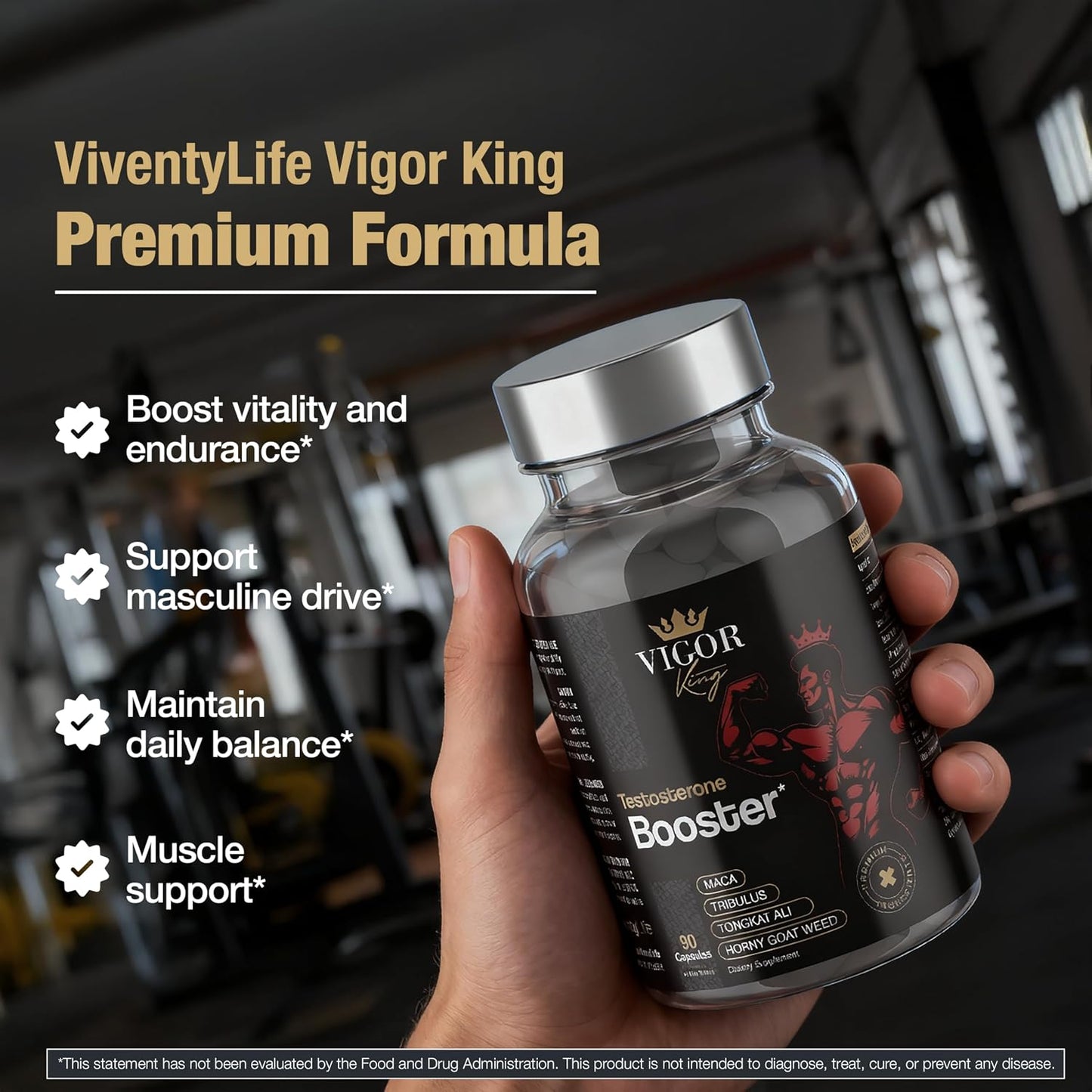 Testosterone Booster Supplement for Men - Horny Goat Weed, Tongkat Ali, L-Arginine + More - Workout, Build Muscle, Strength, Energy & Performance 90 Capsules