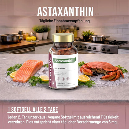 Astaxanthin Hochdosiert 12mg pro Softgel Kapseln - 240 Kapseln