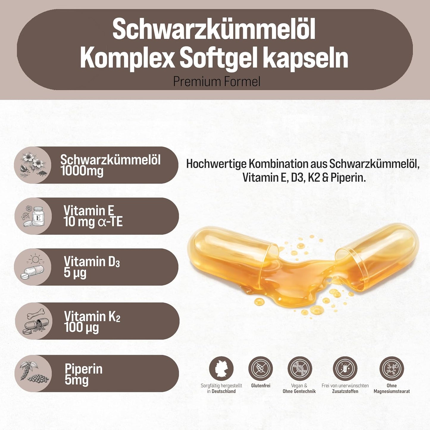 1000mg Schwarzkümmelöl Komplex - 240 Kapseln