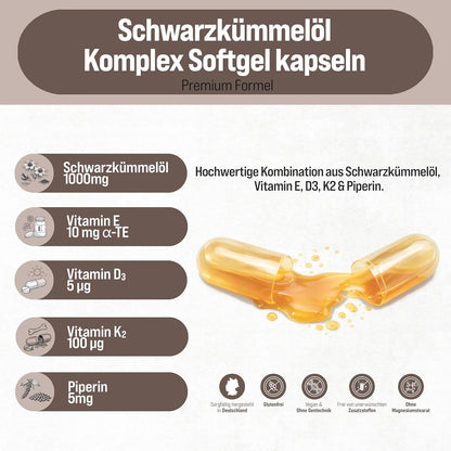 1000mg Schwarzkümmelöl Komplex - 240 Kapseln