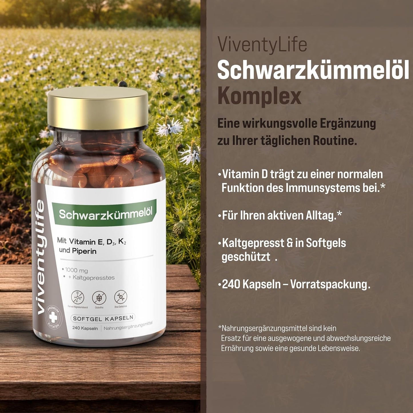 1000mg Schwarzkümmelöl Komplex - 240 Kapseln