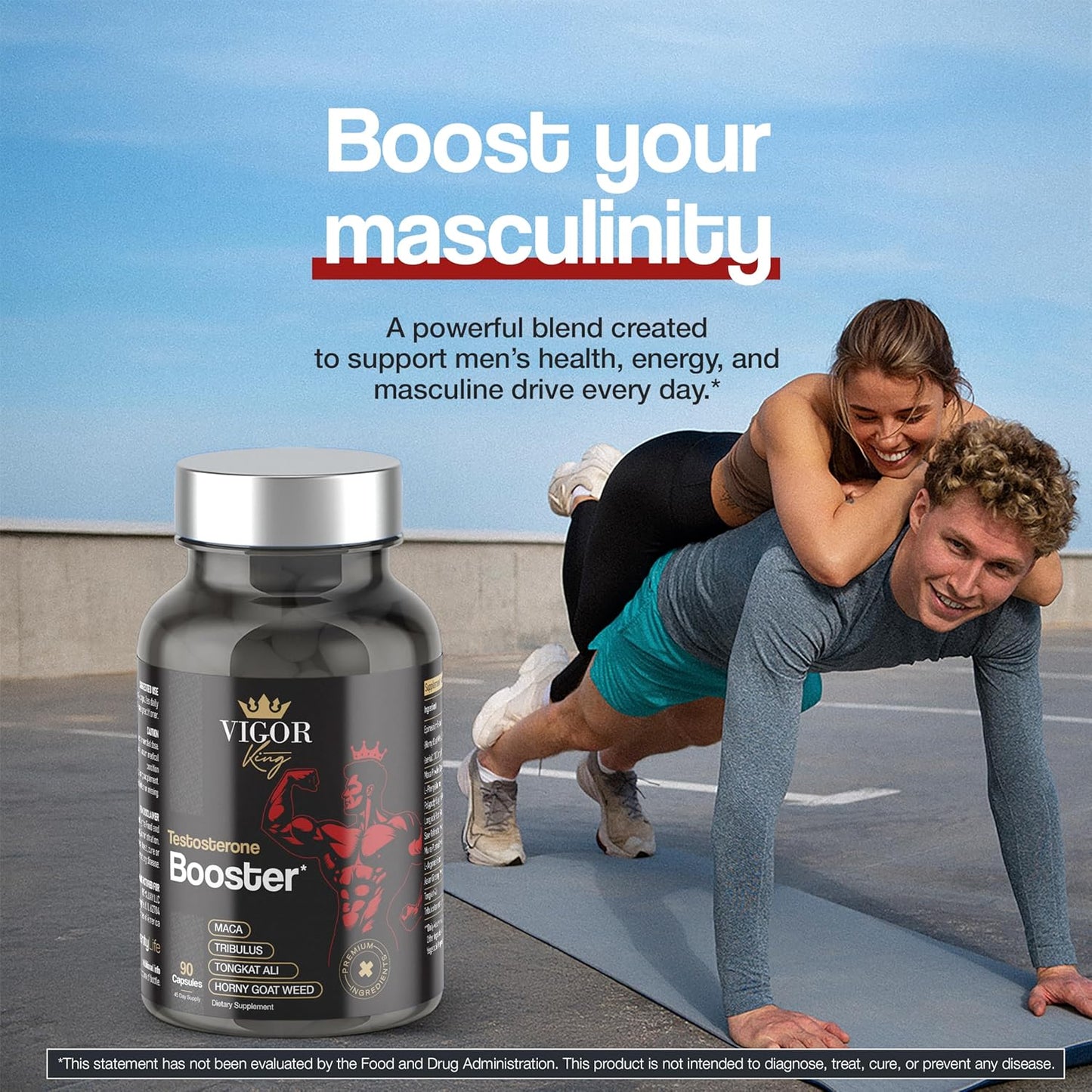 Testosterone Booster Supplement for Men - Horny Goat Weed, Tongkat Ali, L-Arginine + More - Workout, Build Muscle, Strength, Energy & Performance 90 Capsules