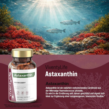 Astaxanthin Hochdosiert 12mg pro Softgel Kapseln - 240 Kapseln