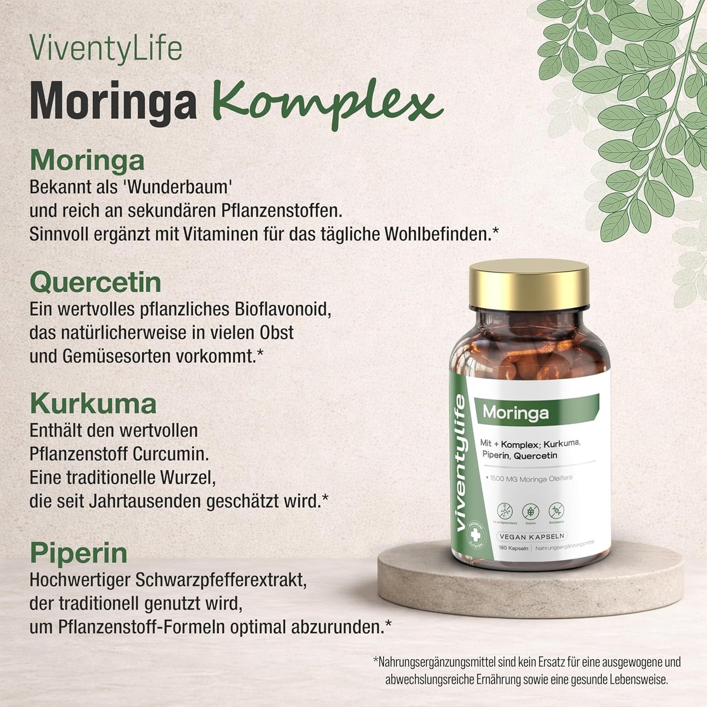1500mg Moringa Komplex - 180 Vegan Kapseln